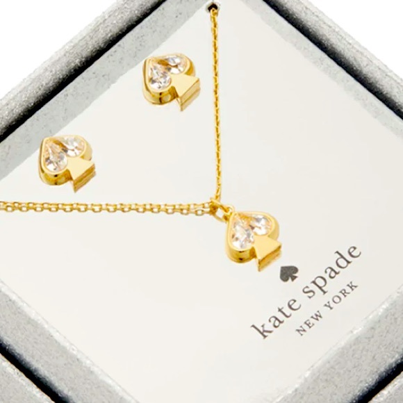 New Kate Spade everyday spade stone studs and pendant set